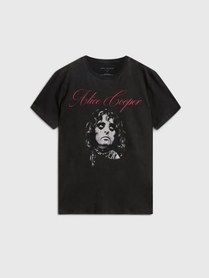 Hot John Varvatos ALICE COOPER SCRIPT TEE BLACK