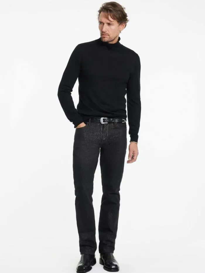 Clearance John Varvatos ALONTE MOCK NECK BLACK