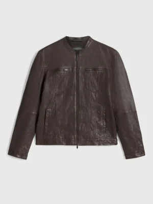 Clearance John Varvatos BRANDO BAND COLLAR JACKET CHARCBROWN