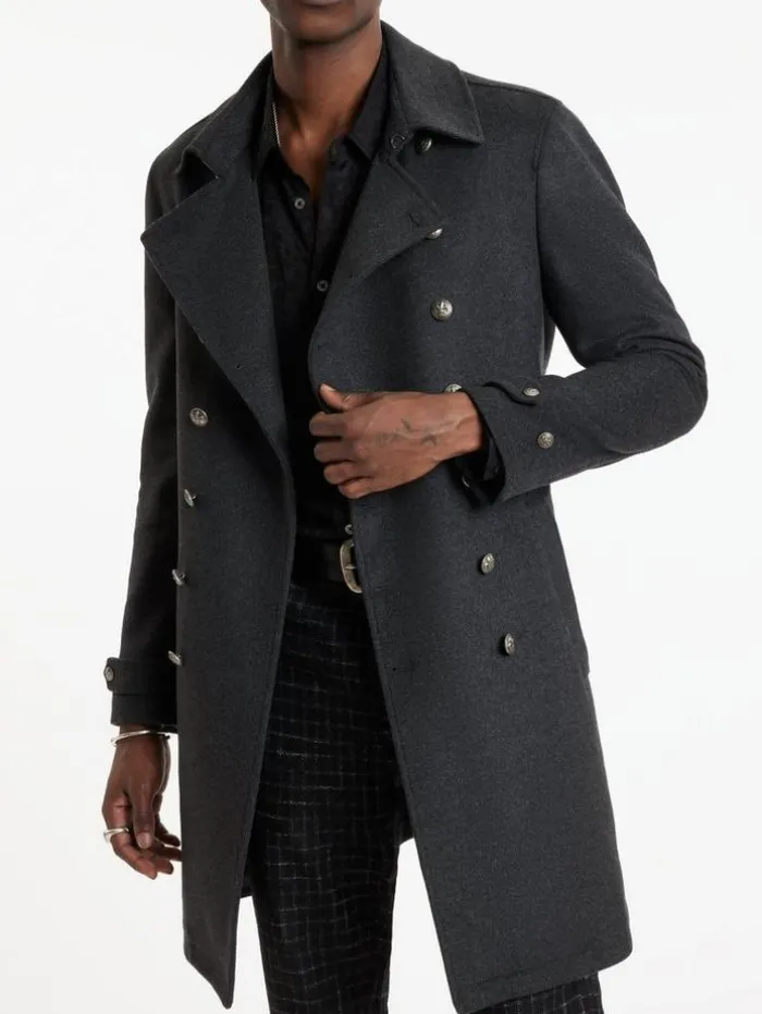 Discount John Varvatos CANAL TRENCH COAT DKSTEELHTR