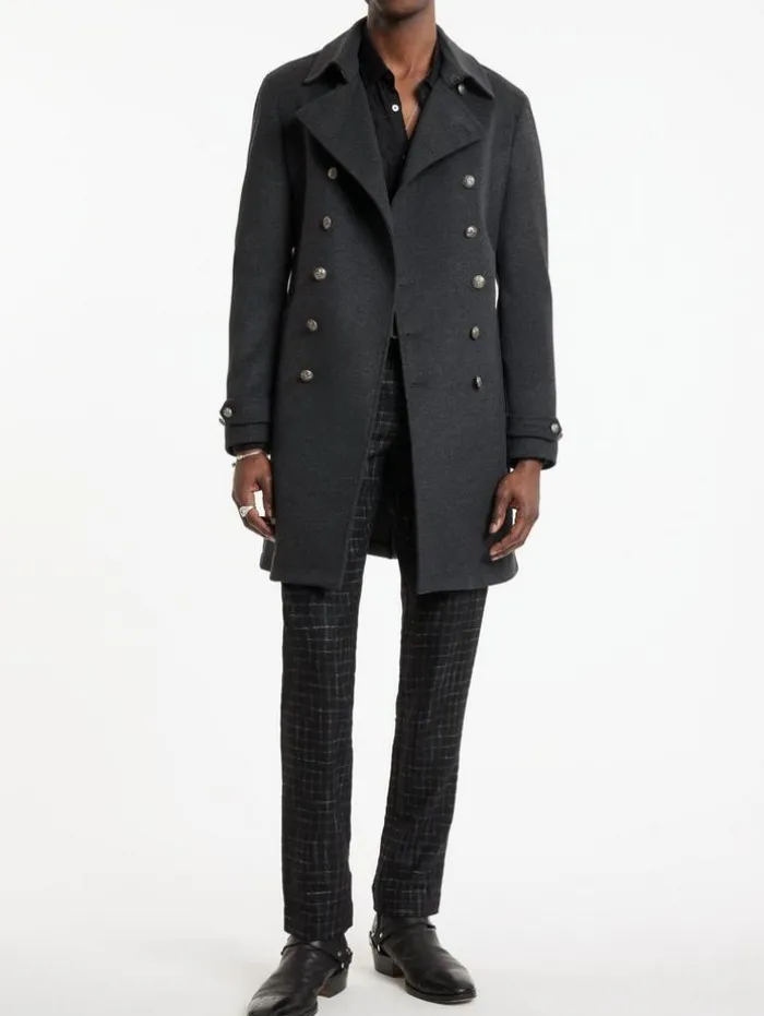 Discount John Varvatos CANAL TRENCH COAT DKSTEELHTR