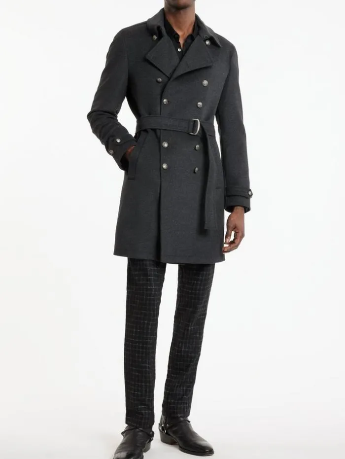 Discount John Varvatos CANAL TRENCH COAT DKSTEELHTR