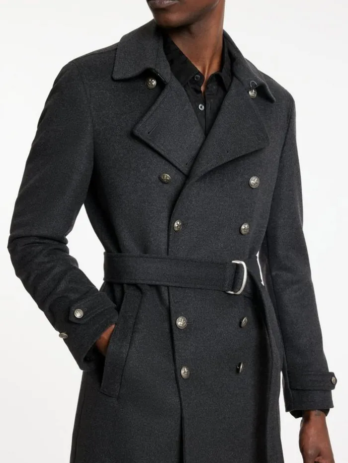 Discount John Varvatos CANAL TRENCH COAT DKSTEELHTR