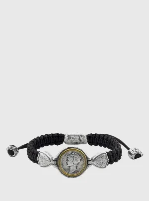 Fashion John Varvatos CORDED MERCURY COIN BRACELET SILVER