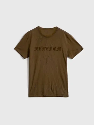Discount John Varvatos CRACKED FREEDOM TEE LTBROWN