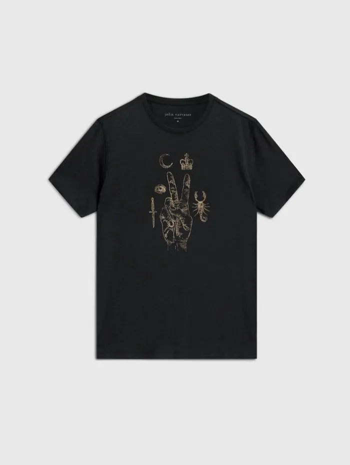 Cheap John Varvatos ELEMENTS PEACE TEE BLACK
