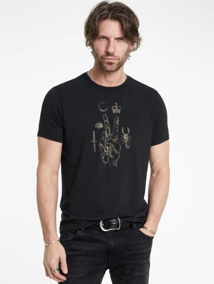 Cheap John Varvatos ELEMENTS PEACE TEE BLACK