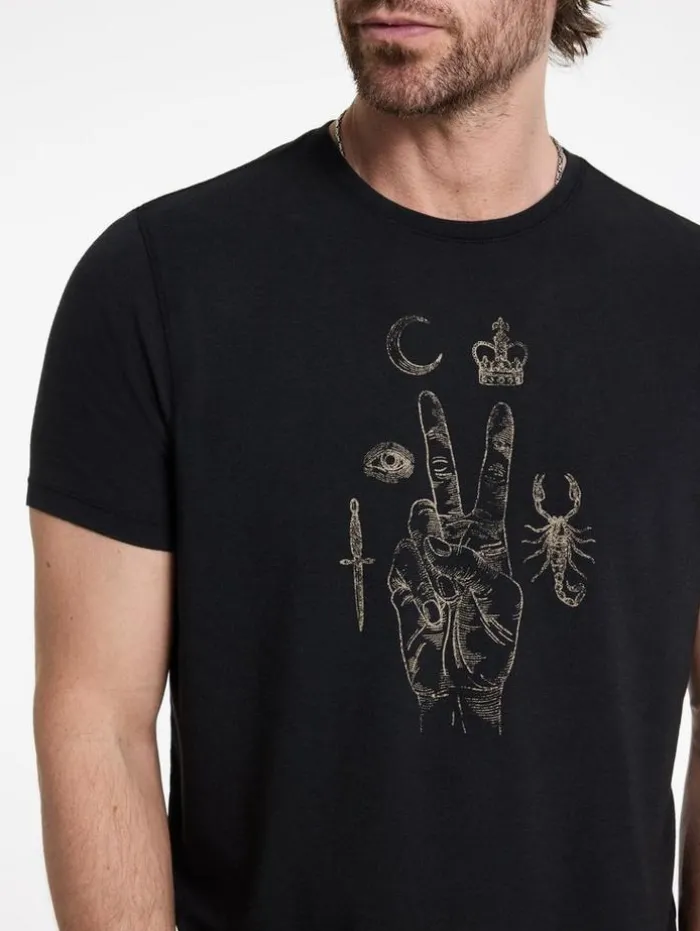 Cheap John Varvatos ELEMENTS PEACE TEE BLACK