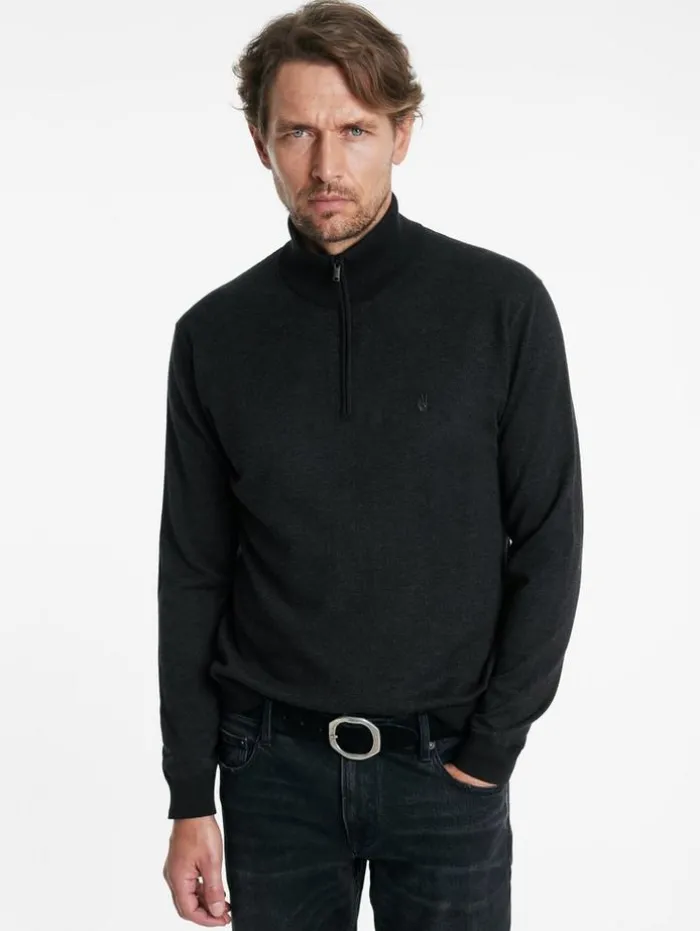 Best Sale John Varvatos GRAND BIRDEYE HALF ZIP BLACK