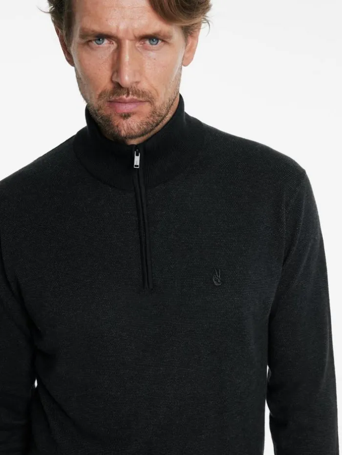 Best Sale John Varvatos GRAND BIRDEYE HALF ZIP BLACK