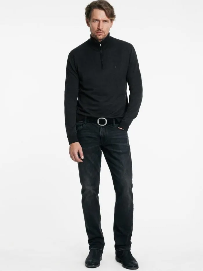 Best Sale John Varvatos GRAND BIRDEYE HALF ZIP BLACK