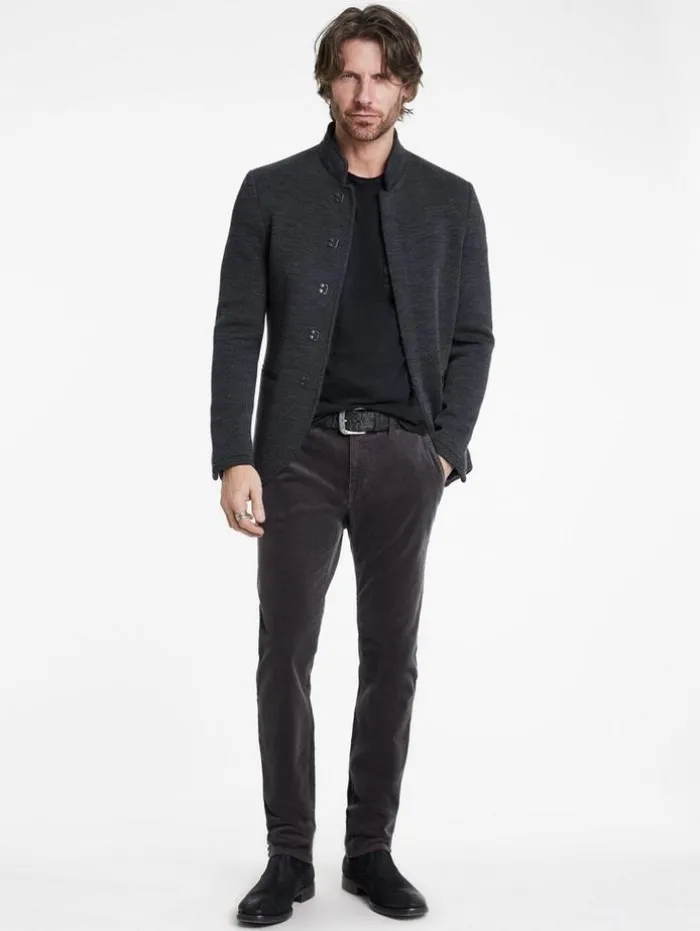 New John Varvatos HANS HYBRID JEAN PANT BELUGA/WHITE