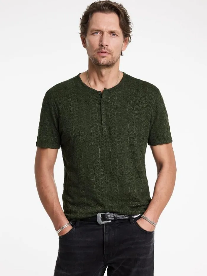 Cheap John Varvatos MADOC HENLEY KOMBUGREEN