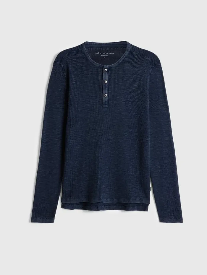 Fashion John Varvatos MEMPHIS WAFFLE HENLEY NAVY