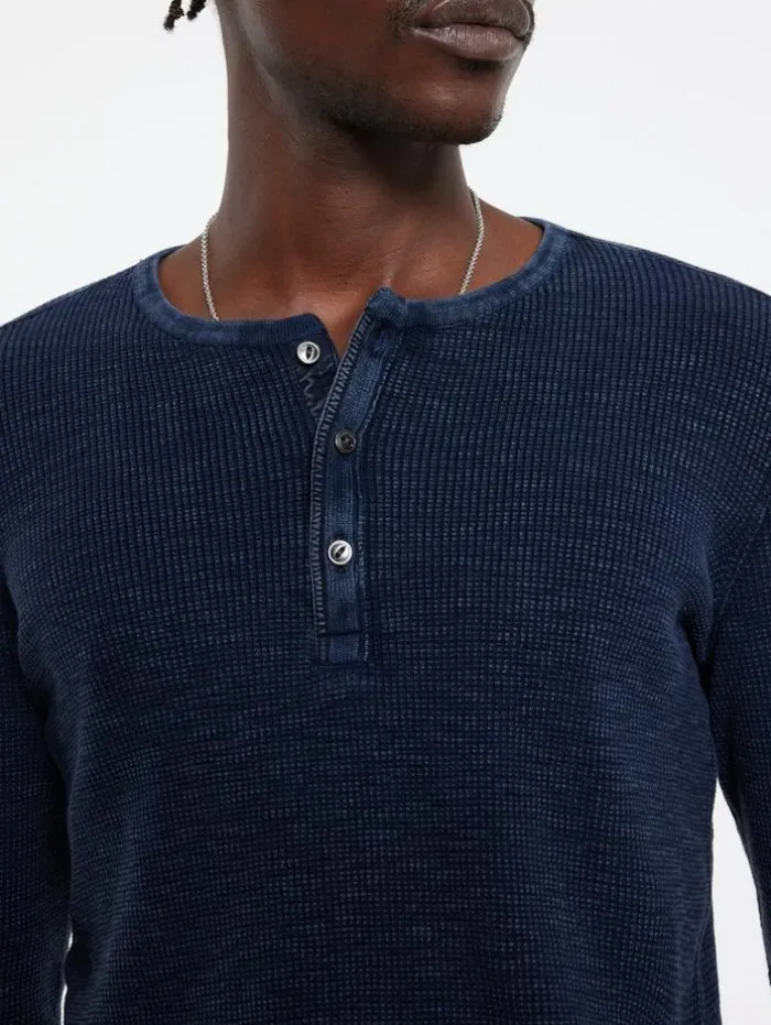 Fashion John Varvatos MEMPHIS WAFFLE HENLEY NAVY