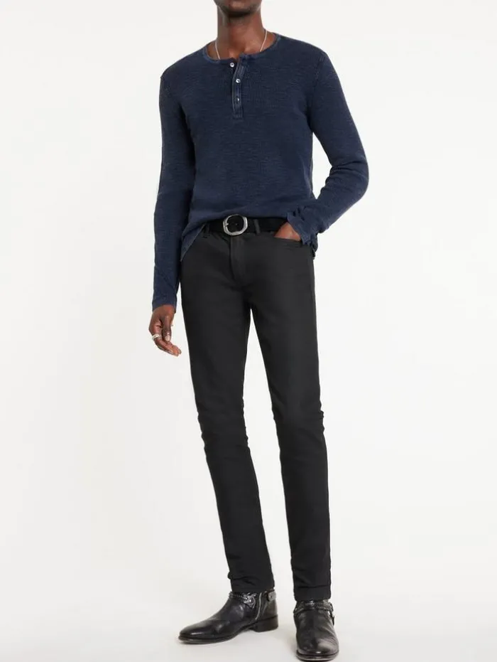 Fashion John Varvatos MEMPHIS WAFFLE HENLEY NAVY