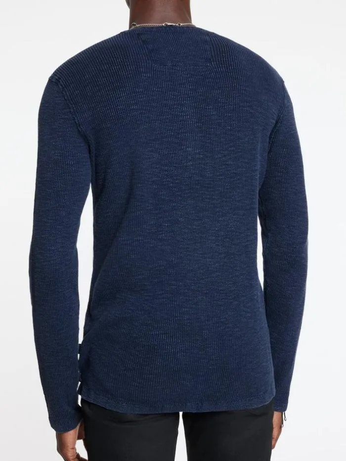 Fashion John Varvatos MEMPHIS WAFFLE HENLEY NAVY