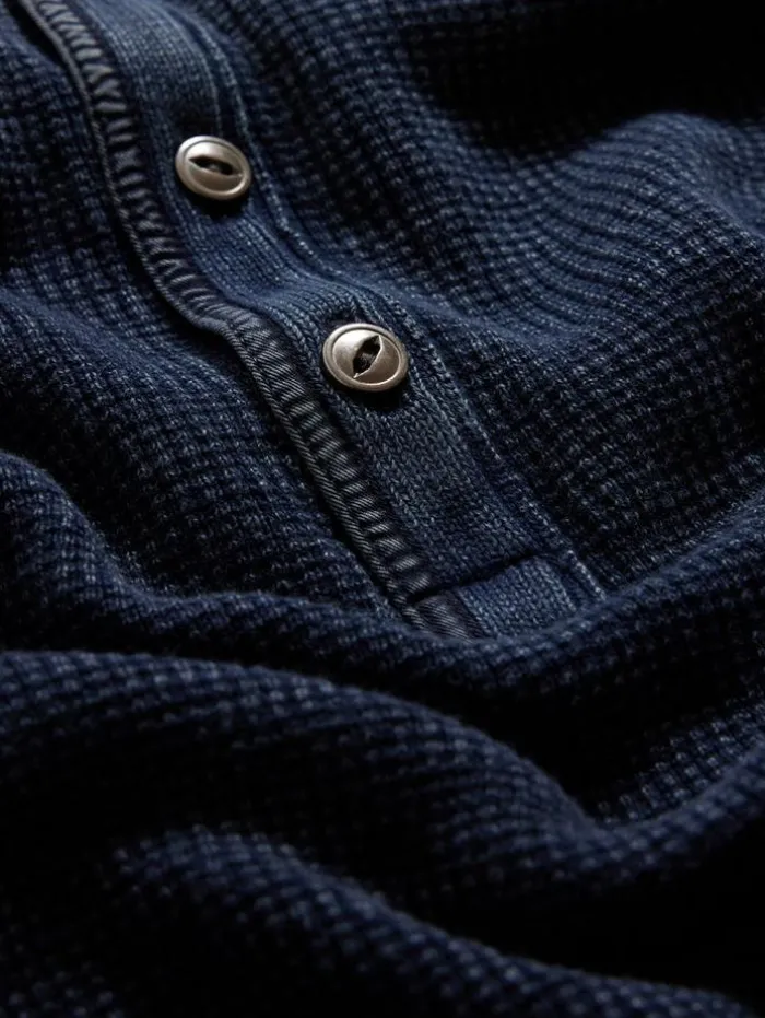 Fashion John Varvatos MEMPHIS WAFFLE HENLEY NAVY