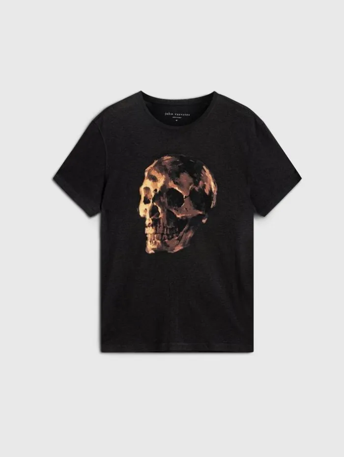 Sale John Varvatos OIL SKULL TEE BLACK