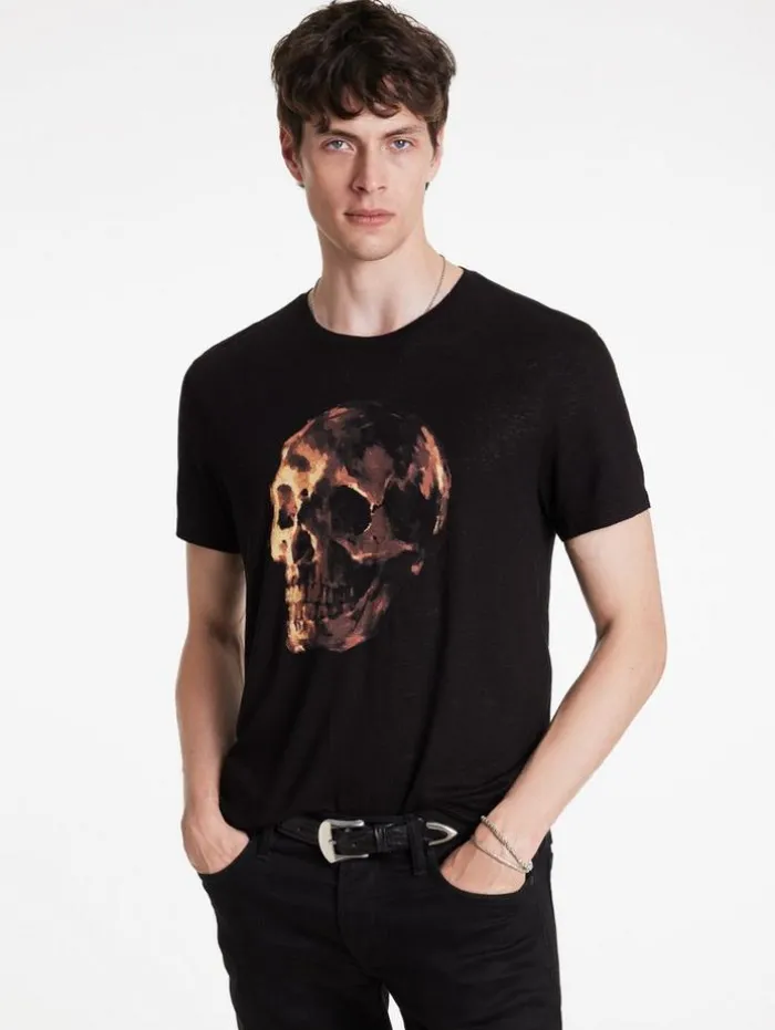Sale John Varvatos OIL SKULL TEE BLACK