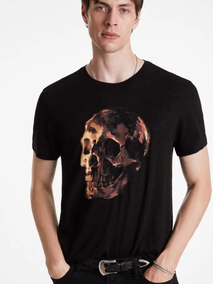 Sale John Varvatos OIL SKULL TEE BLACK
