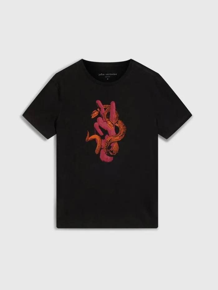 Sale John Varvatos PEACE SNAKE TEE BLACK