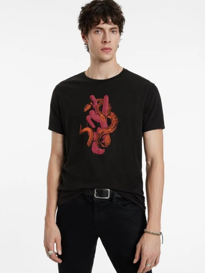 Sale John Varvatos PEACE SNAKE TEE BLACK