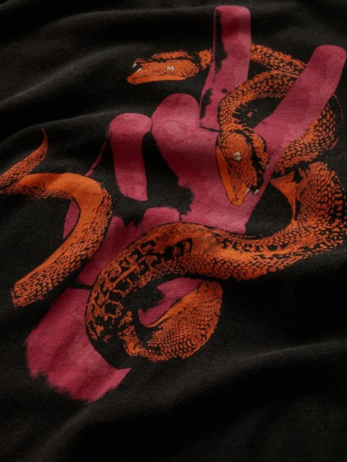 Sale John Varvatos PEACE SNAKE TEE BLACK