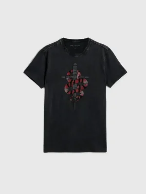Outlet John Varvatos SNAKE AND DAGGER TEE BLACK