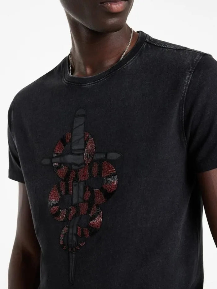 Outlet John Varvatos SNAKE AND DAGGER TEE BLACK
