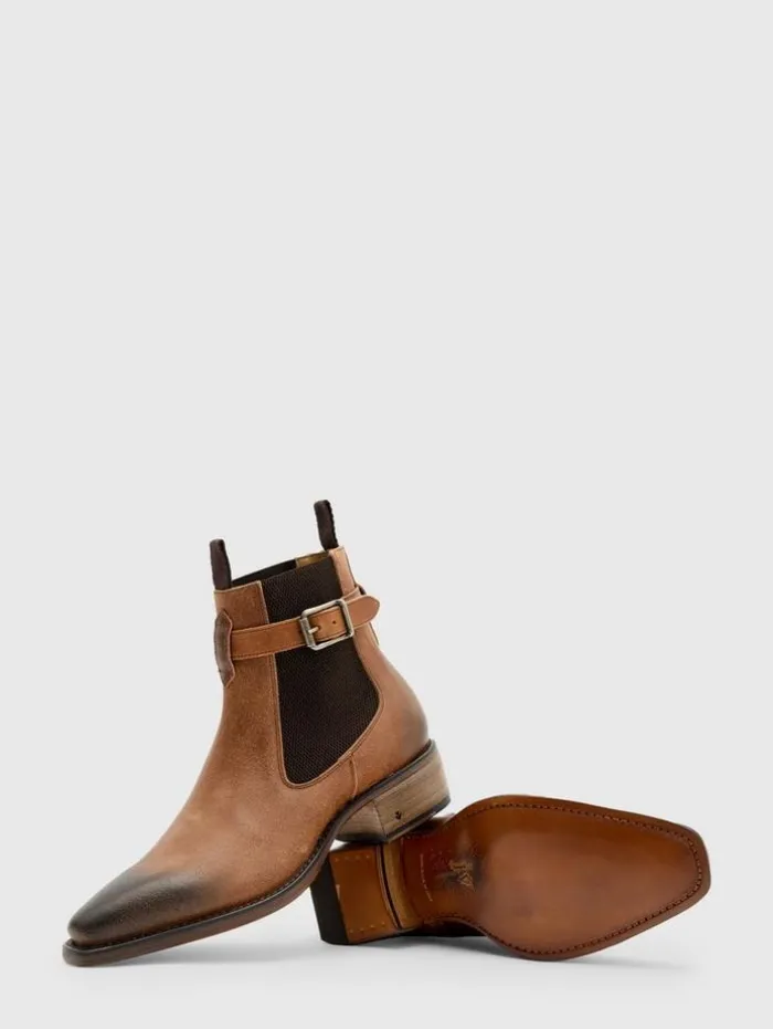 Online John Varvatos WALKER BUCKLE CHELSEA BOOT LTBROWN